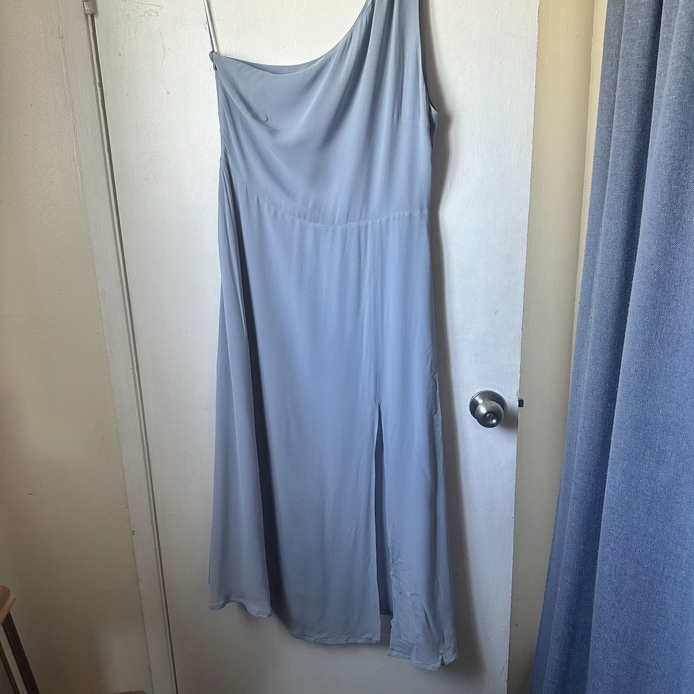 Reformation Evelyn Dress Mineral Blue Leg Slit Gown Occasion Homecoming Size 12